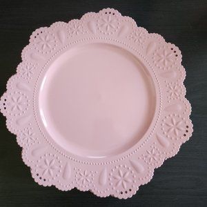 6 Beautiful Pink Chargers with Lace Border Easter